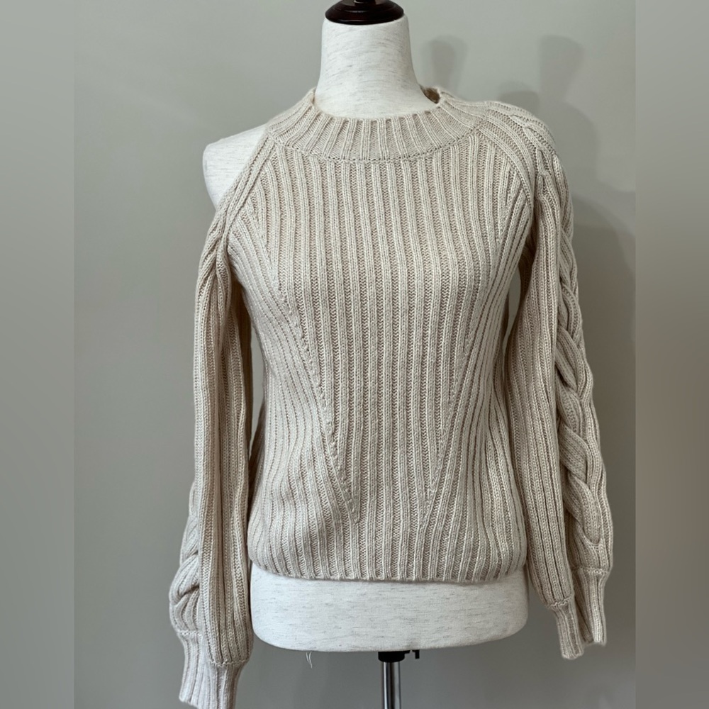 525 America Braided Sleeve Cold Shoulder Pullover Sweater Size XS​​